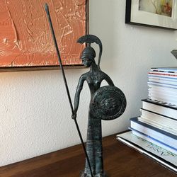 Goddess Athena with shield bronze figure