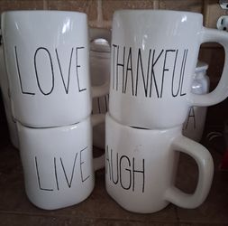 CANISTER SET AND 4 COFFEE CUPS