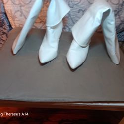 Womens White Mid Calf Boots