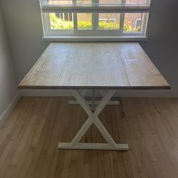 Wood Farmhouse Kitchen Table Solid Sturdy