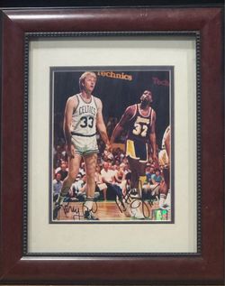 Magic Johnson & Larry Bird Dual Signed Authentic 8x10 Lakers Celtics Autograph Photo