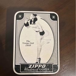 VTG 1(contact info removed) VARGA GIRL Zippo chrome cigarette cigar lighter w/ collectors Tin