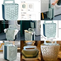 Collapsible Wall Hanging Laundry Hamper With Handle, Multi-functional Storage Container- New