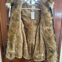 Roiii dark demin thick warm fur lined coat  