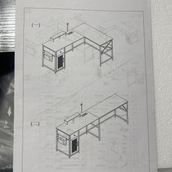 L Shape Computer Desk Or Extended Table  With Power Outlet With Drawer And Storage Cabinet For Pc Tower Brand New In The Box 