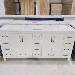 72” Brand New Bathroom Vanity in white, double sink soft close solid wood.  $1099 