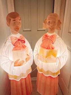 1960s-1970s 48” Poloron Choir Boy & Girl Blow Molds (PAIR)-RARE Vintage Christmas
