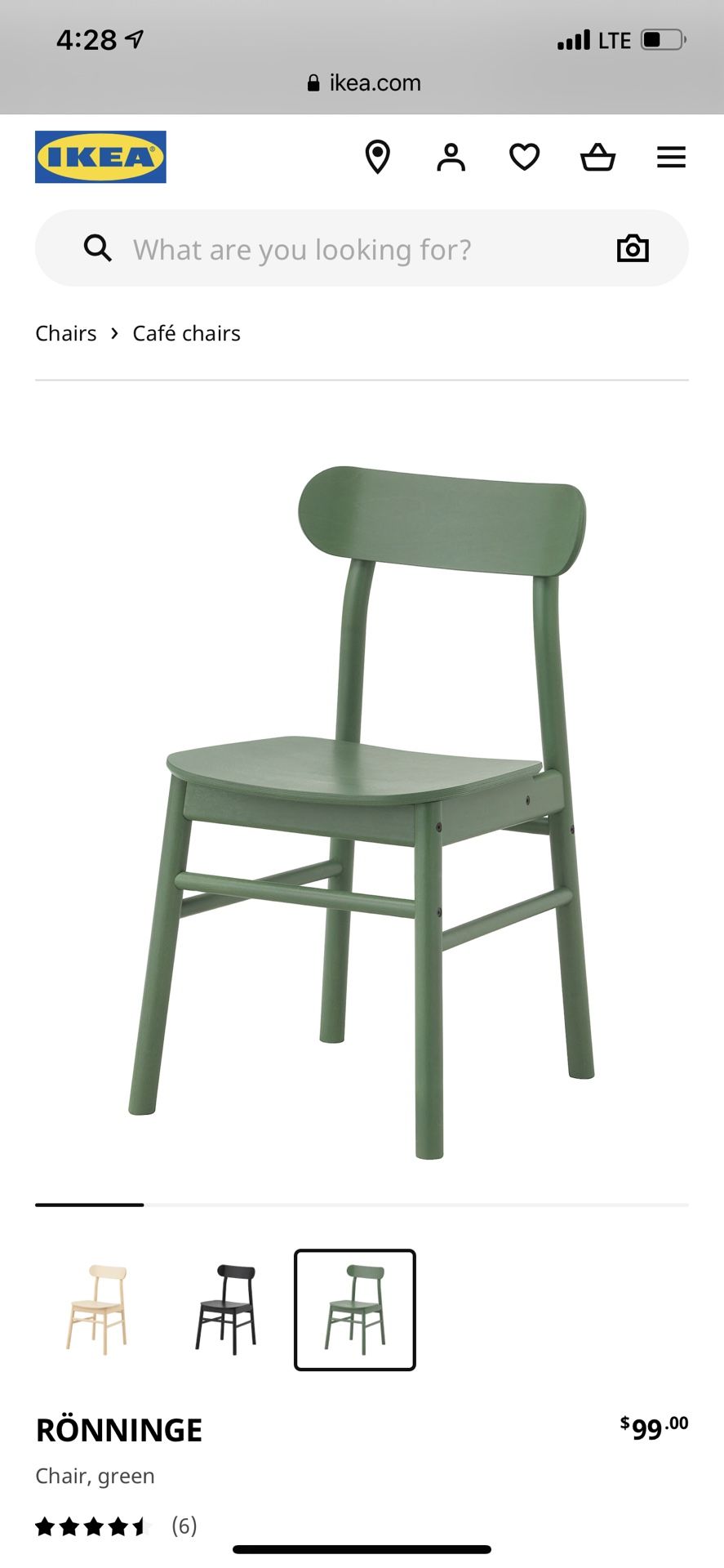 IKEA Ronninge Chair Green New In Box Item Number 504.128.95