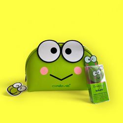 Keroppi Bundle- Sanrio Keroppi Frog Vegan Leather Makeup Bag & Keroppi Lip Balm
