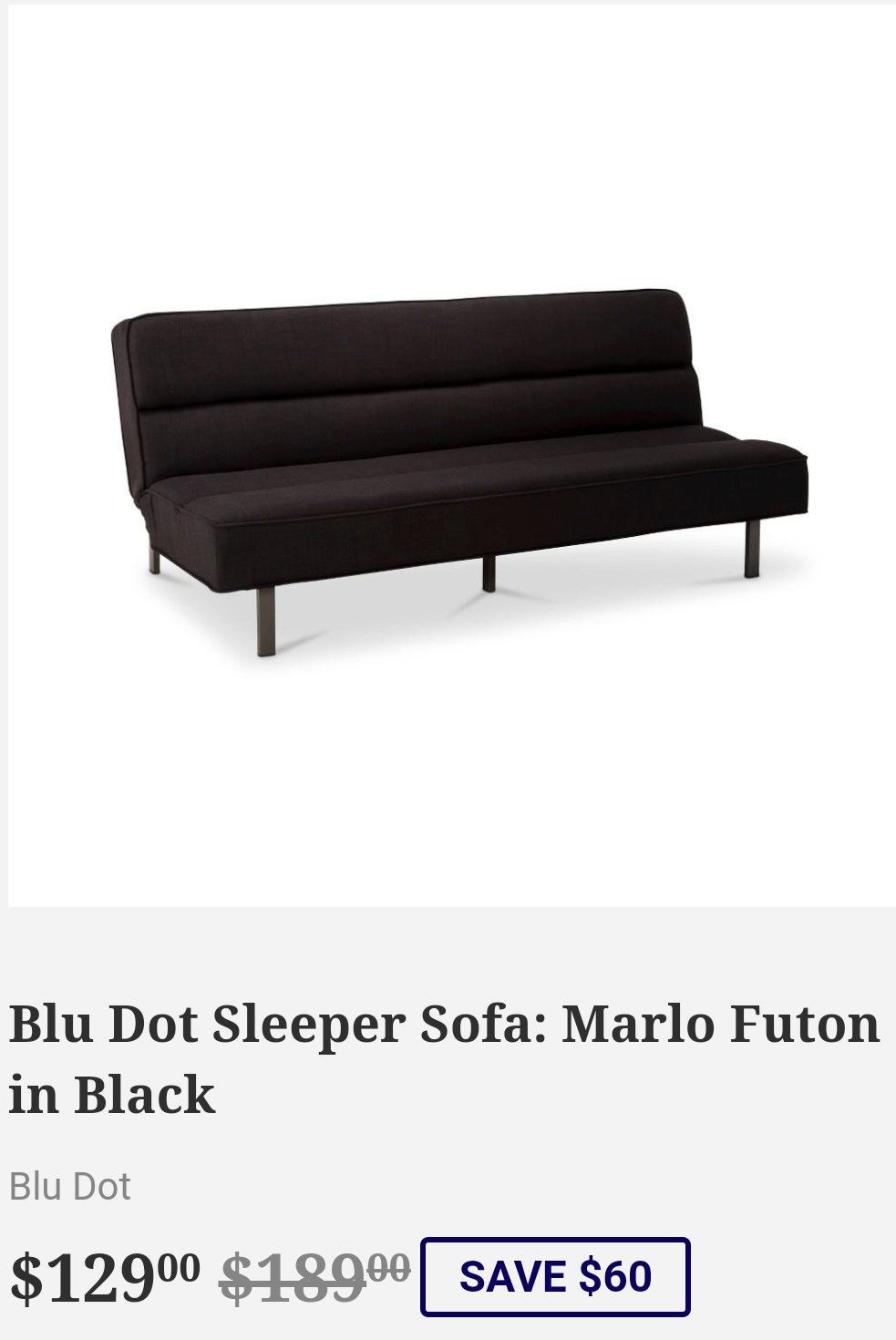Blu Dot Sleeper Sofa: Marlo Futon in Black