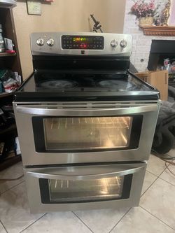 KENMORE DOUBLE OVEN STAINLESS STEEL GLASS TOP STOVE