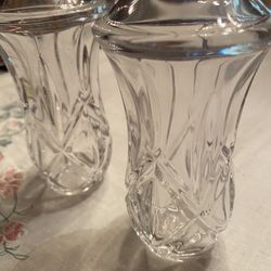 Beautiful 2 Vintage Cristal Large Sal And Pepper Shakers 