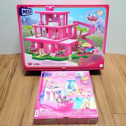 MEGA Barbie The Movie Dreamhouse & Malibu Boat Playsets Lego Kits