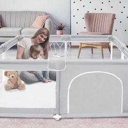 Fshibila Baby Playpen, Baby Playard For Babies And Toddlers, Baby Fence Play Pens For Indoor & Outdoor, Sturdy Safety Play Yard With Soft Breathable M