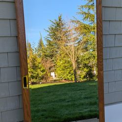 Large Floor Mirror Brown Oak Wood Frame 78" x 30.5"