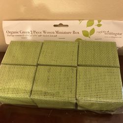 Natural Woven Green Favor Boxes