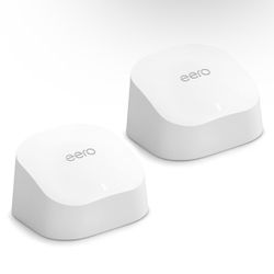 Amazon eero 6 mesh Wi-Fi system | Supports speeds up to 500 mbps | Connect to Alexa | Coverage up to 3,000 sq. ft.
