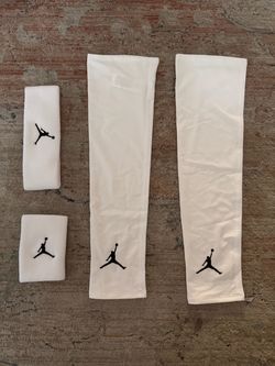 Jordan Brand White Headband, Wristband & Arm Sleeves Set