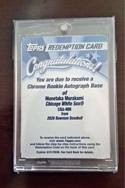 Munetaka Murakami Chrome Rookie Auto Redemption