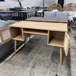 Daals Frances Woven Rattan 2-Door Desk, Natural