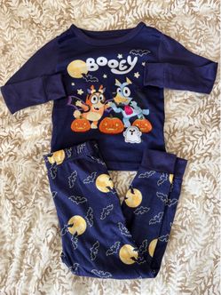 bluey halloween kids 2-piece snug-fit pajama set
