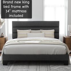 Brand New King Bed Frame With A Brand New 14” Mattress Included $500 - Free Same Day Delivery - Hablo Espanol 