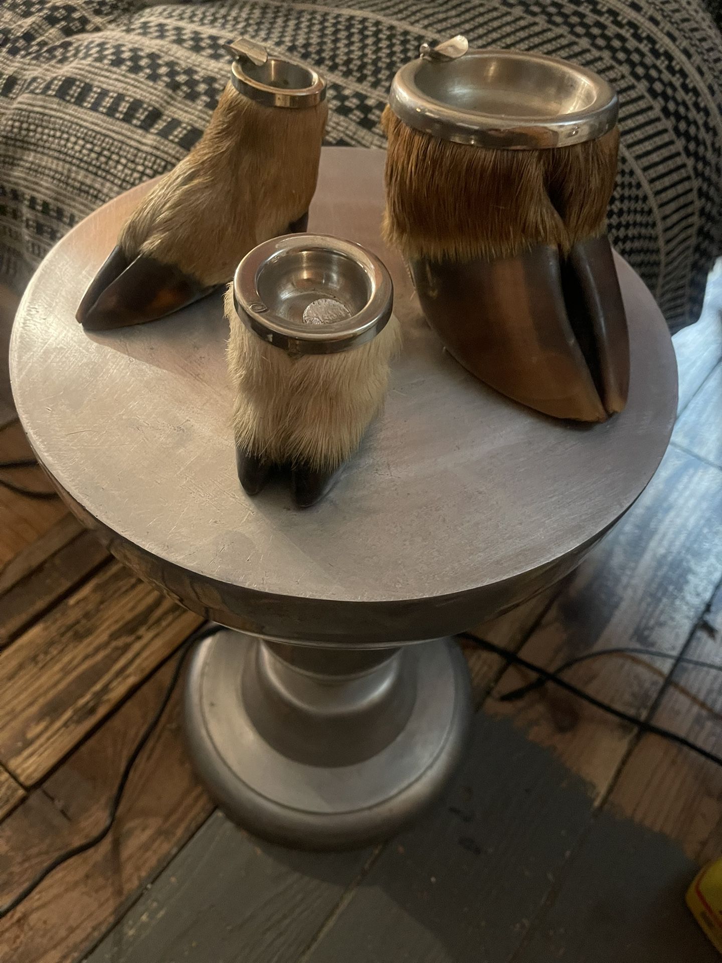 $250 For 3 Real Vintage Animal Hoof Ashtrays 