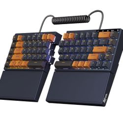 RKS70 Ergonomic Split Keyboard, Wireless Gaming Keyboard with Bluetooth/2.4G/Wired, 75% RGB Hot Swappable Mechanical Keyboards Fixed Wrist Rest for Wi