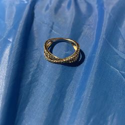 Silver diamond criss cross ring