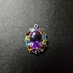 14k White Gold Women's Amethyst Pendant 