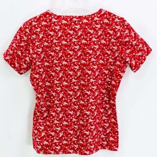 Talbots Women's Red and White Shirt / Top / T Tee Shirt Size M Medium