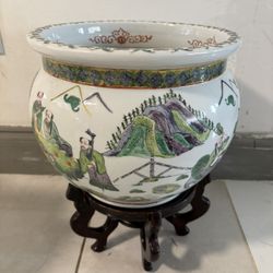 Chinese Ceramic Planter ( With Base ) 