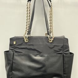 Beis Leather diaper Bag - Black