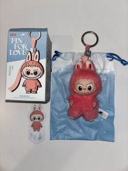 POP MART Labubu V4 The Monsters Pin For Love Alphabet Plush Pendant - Letter N