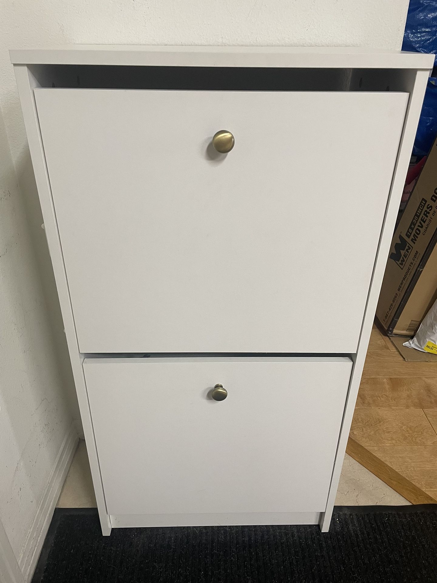 IKEA BISSA Shoe cabinet with 2 compartments, white, 19 1/4x11x36 5/8 "