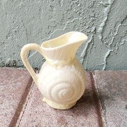 Belleek Pottery Sugar Bowl And Creamer Shell Design Vintage Rare 
