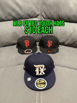 MLB New Era Texas Rangers Blue City Edition 59fifty Fitted Youth Hats Size 6 5/8. Giants Black 6 5/8 And 6 3/4