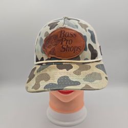 Bass Pro Shops Faux-Leather Patch Camo Trucker Adjustable SnapbackHat