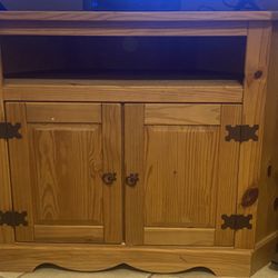 Beautiful Etagere shelf & pine corner tv cabinet Take both for $50