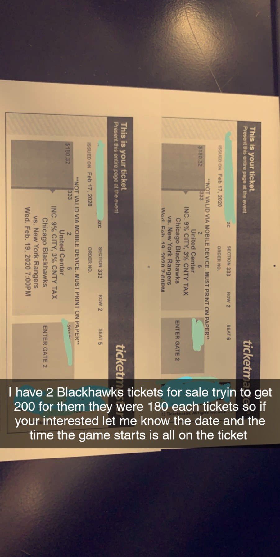 Blackhawks tickets