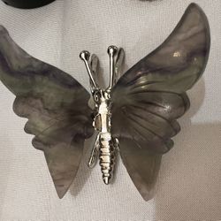 New Flourite Stone Butterfly With Metal Body