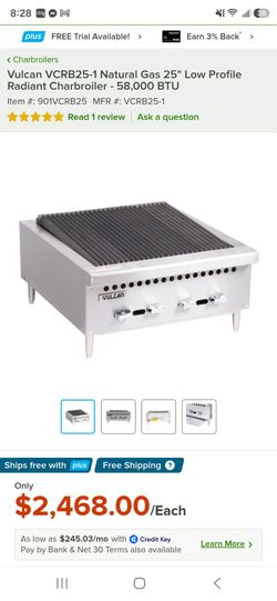 Vulcan VCRB25-1 Natural Gas 25" Low Profile Radiant Charbroiler - 58,000 BTU