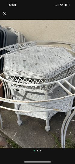 White Wicker Table