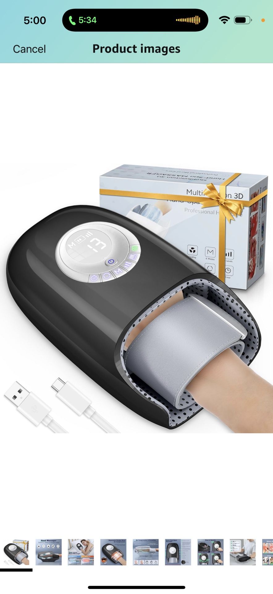 Hand Massager with Heat and Compression, 3D Machine for Hand and Finger Relief, 6 Levels Pressure Point Therapy, Blowing Design of Year-Round, Wrist &