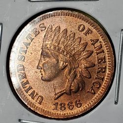 1866 RED 1C Antique Restrike Coin