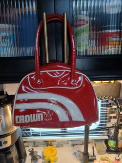 Crown Red Patent Bowling Style Handbag