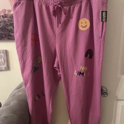 Plus Size Women’s graphic elastic sweatpants with pockets size 3X NEW