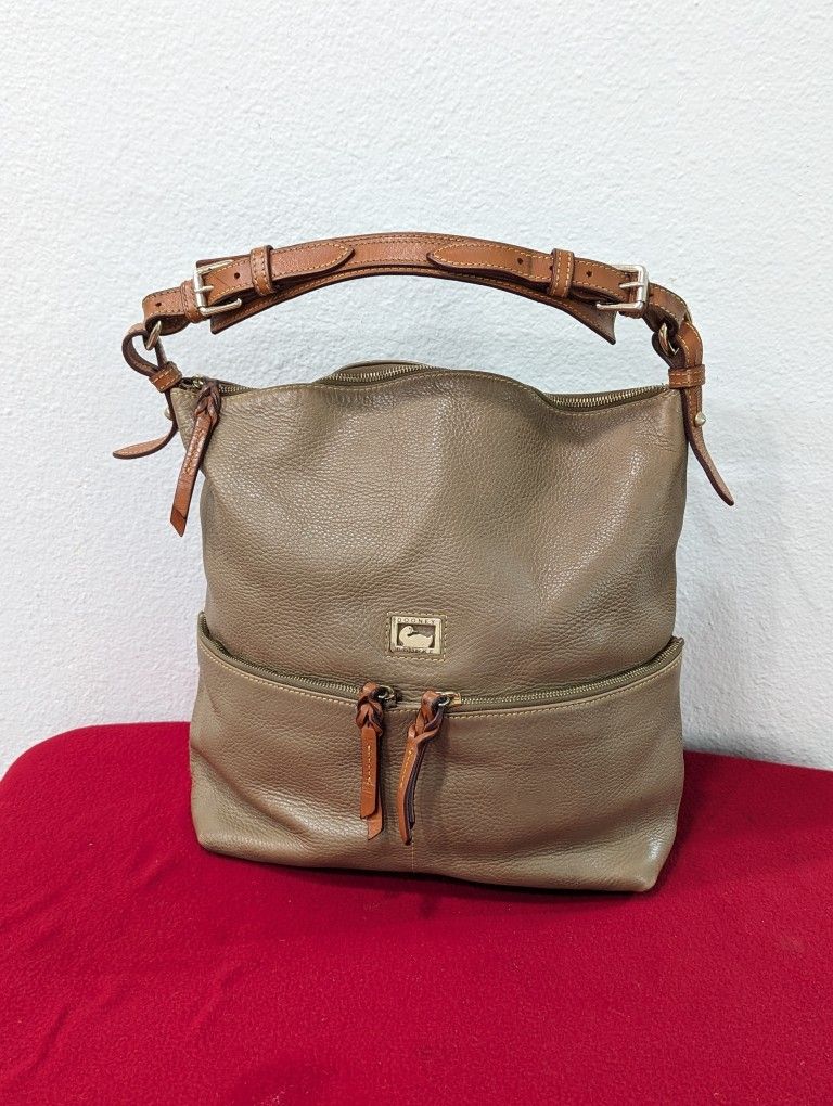 Dooney & Bourke Florentine Purse Large Handbag Tote Leather Tan Caramel Brown Shoulder Bag