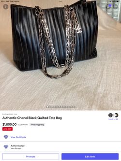 Authentic Chanel Black Quilted Tote Bag