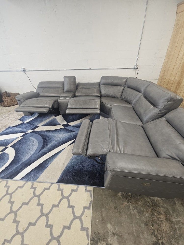 Triple Power Reclining Leather Sectional